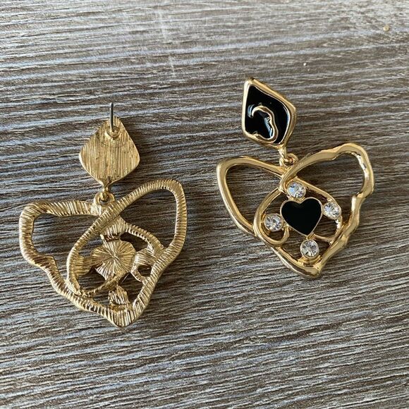 Vintage style heart earrings M184 - Picture 2 of 3